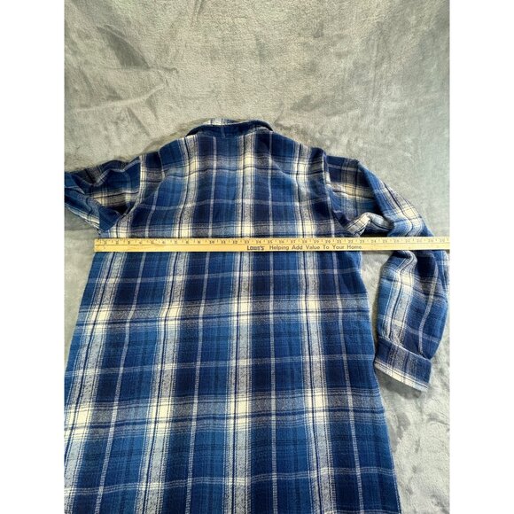 OshKosh Shirt Men's Large Blue and white Plaid Long Sleeve Flannel Shirt - Picture 9 of 14